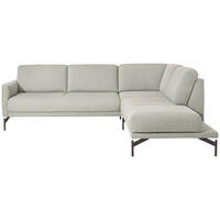 ECKSOFA in Flachgewebe, Struktur Creme  - Anthrazit/Creme, Design, Textil/Metall (254/230cm) - Johann Jakob
