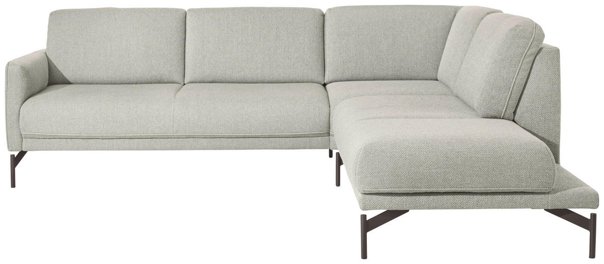 ECKSOFA in Flachgewebe, Struktur Creme  - Anthrazit/Creme, Design, Textil/Metall (254/230cm) - Johann Jakob
