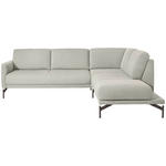 ECKSOFA in Flachgewebe, Struktur Creme  - Anthrazit/Creme, Design, Textil/Metall (254/230cm) - Ambiente