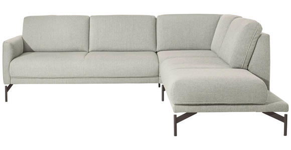 ECKSOFA in Flachgewebe, Struktur Creme  - Anthrazit/Creme, Design, Textil/Metall (254/230cm) - Ambiente