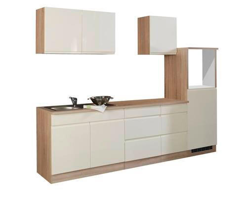 MODULKÖK UTAN VITVAROR 270 cm   i cremefärgad, Sonoma ek  - Sonoma ek/cremefärgad, Basics, trämaterial (270cm) - Held