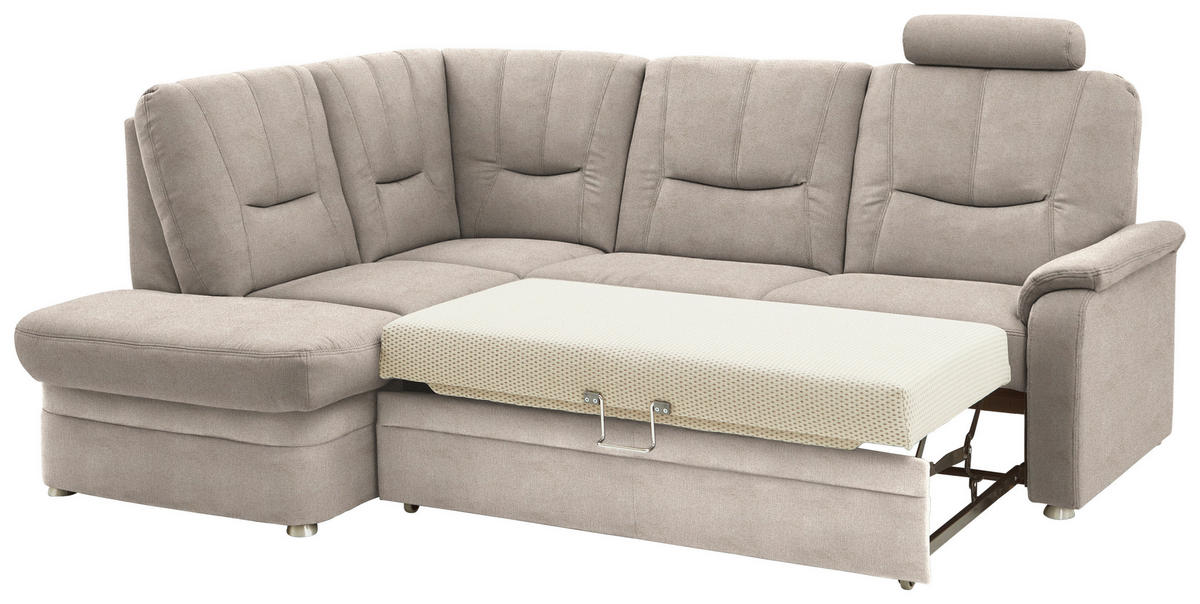 ECKSOFA Chenille Beige  - Beige/Schwarz, Konventionell, Kunststoff/Textil (185/235cm) - Beldomo Comfort