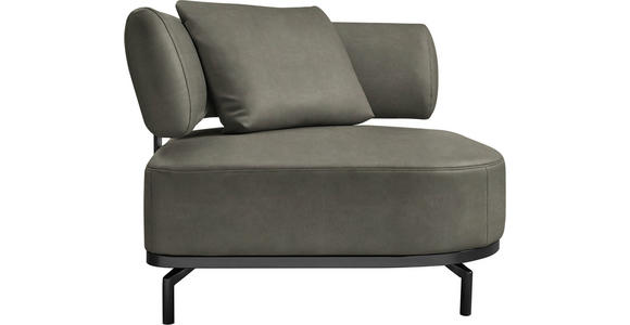 SESSEL in Echtleder Grau  - Schwarz/Grau, Design, Leder/Metall (98/85/98cm) - Dieter Knoll