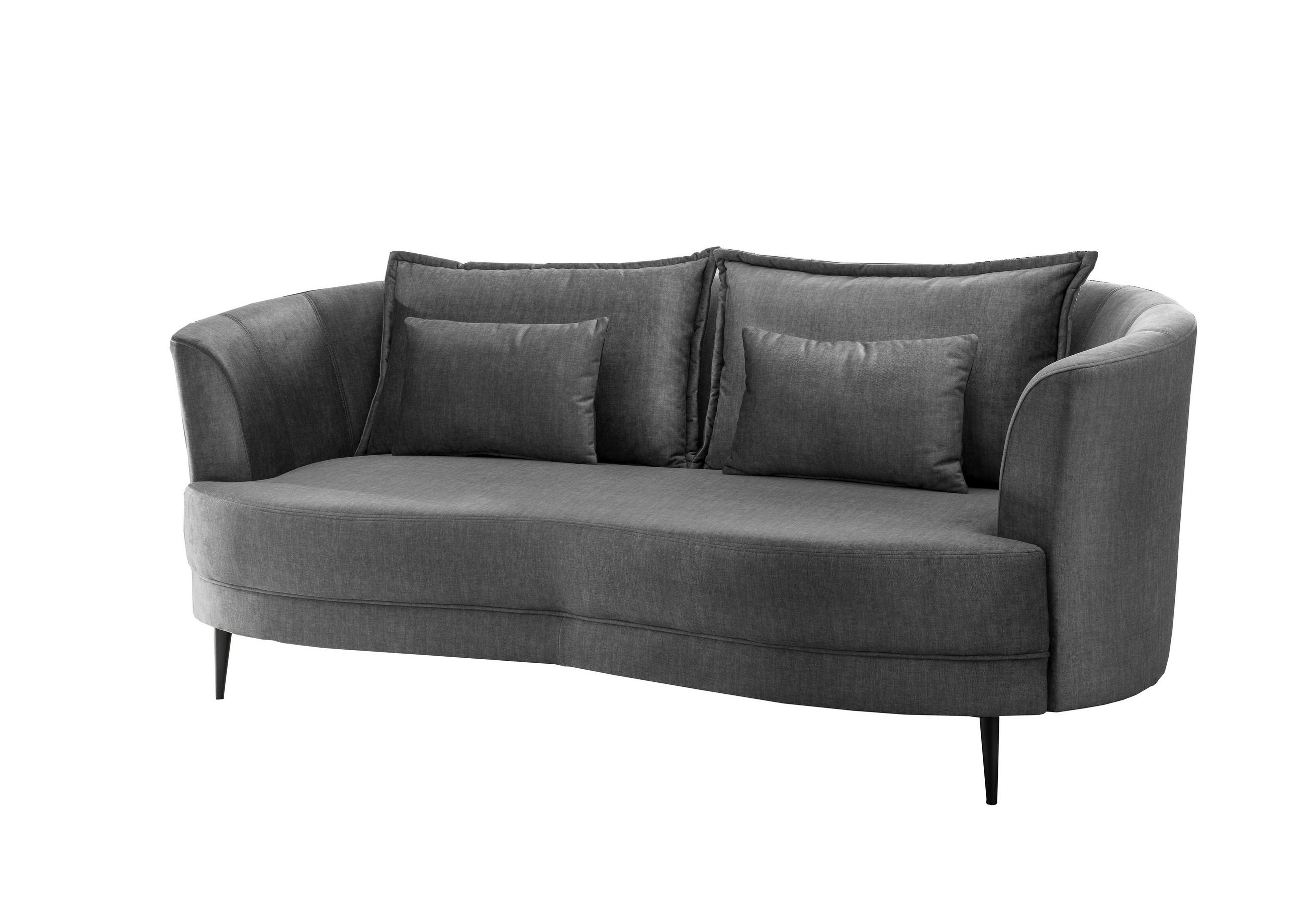 3-SITZER-SOFA in Velours Grau  - Schwarz/Grau, MODERN, Textil/Metall (209/85/101cm) - Livetastic
