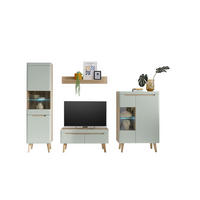 WOHNWAND 4-teilig  in Grün, Eichefarben  290/197/40 cm  - Eichefarben/Grün, Design, Holzwerkstoff (290/197/40cm) - MID.YOU