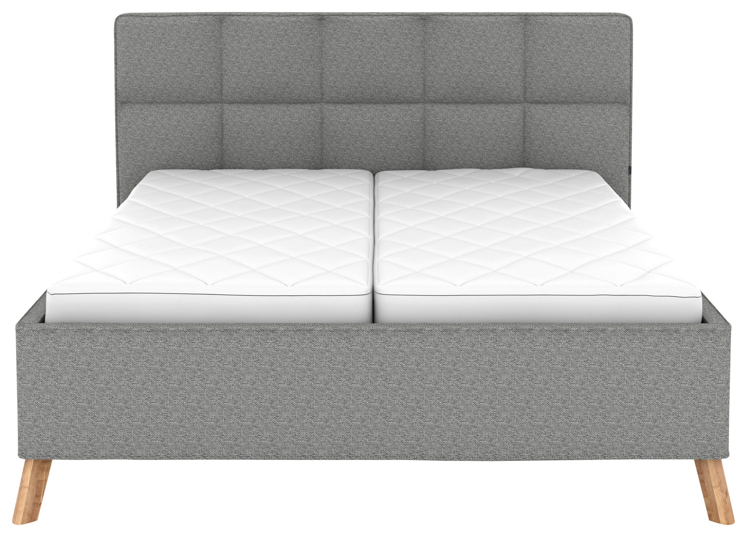 Thumbnail - Musterring Polsterbett, Grau, Textil, Buche,Eiche, massiv, H2, Höhe ca. 21 cm, 180x200 cm, Reach, gepolstertes Kopfteil,...