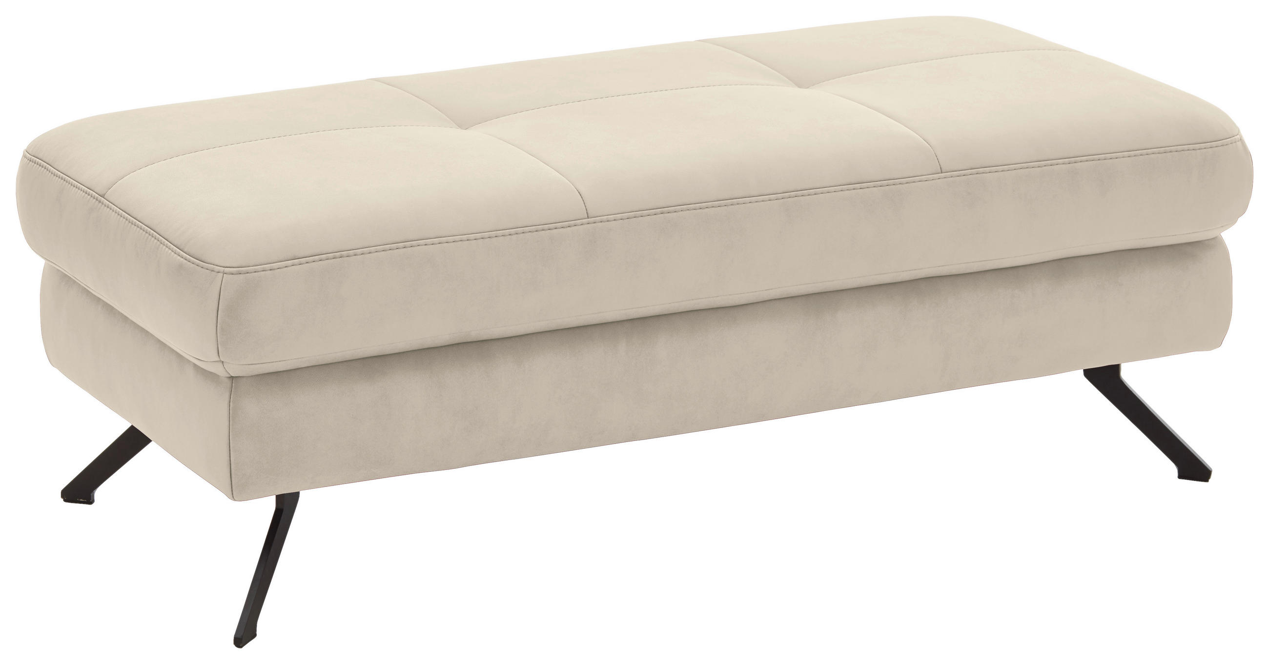 HOCKER in Textil Creme, Naturfarben  - Creme/Schwarz, Design, Textil/Metall (130/47/65cm) - Beldomo System
