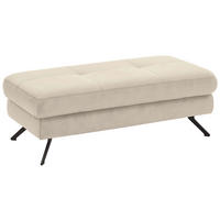 HOCKER in Textil Creme, Naturfarben  - Creme/Schwarz, Design, Textil/Metall (130/47/65cm) - Beldomo System