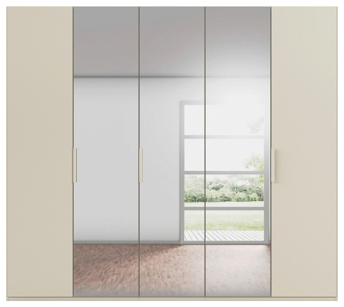 DREHTÜRENSCHRANK 251/223/61 cm,  in Champagner, 5-türig  - Champagner, Basics, Glas/Holzwerkstoff (251/223/61cm) - Novel