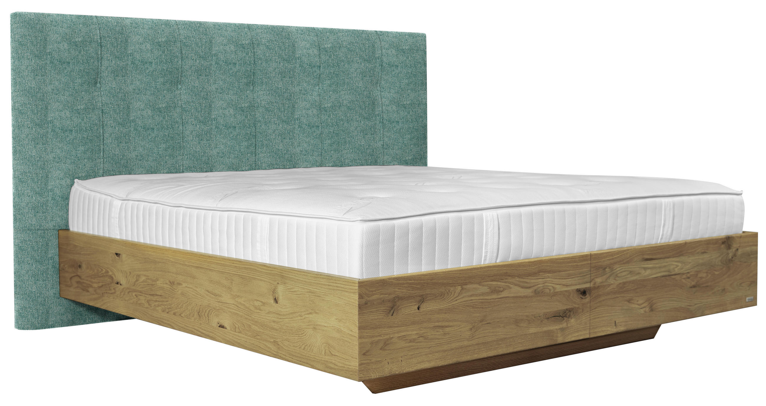 BOXSPRINGBETT 180/200 cm  in Türkis, Wildeiche  - Türkis/Wildeiche, Natur, Holz/Textil (180/200cm) - Valnatura