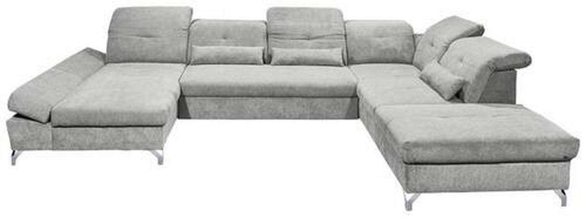 WOHNLANDSCHAFT in Mikrovelours Schlammfarben  - Schlammfarben/Silberfarben, Modern, Textil/Metall (168/350/245cm) - MID.YOU