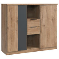 SIDEBOARD  in 122/105/41 cm  - Plankeneiche/Graphitfarben, Design, Holzwerkstoff/Metall (122/105/41cm) - Boxxx