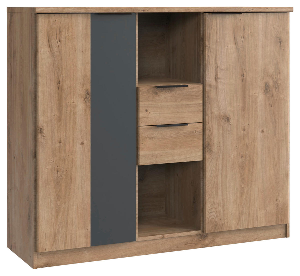 SIDEBOARD  in 122/105/41 cm  - Plankeneiche/Graphitfarben, Design, Holzwerkstoff/Metall (122/105/41cm) - Boxxx