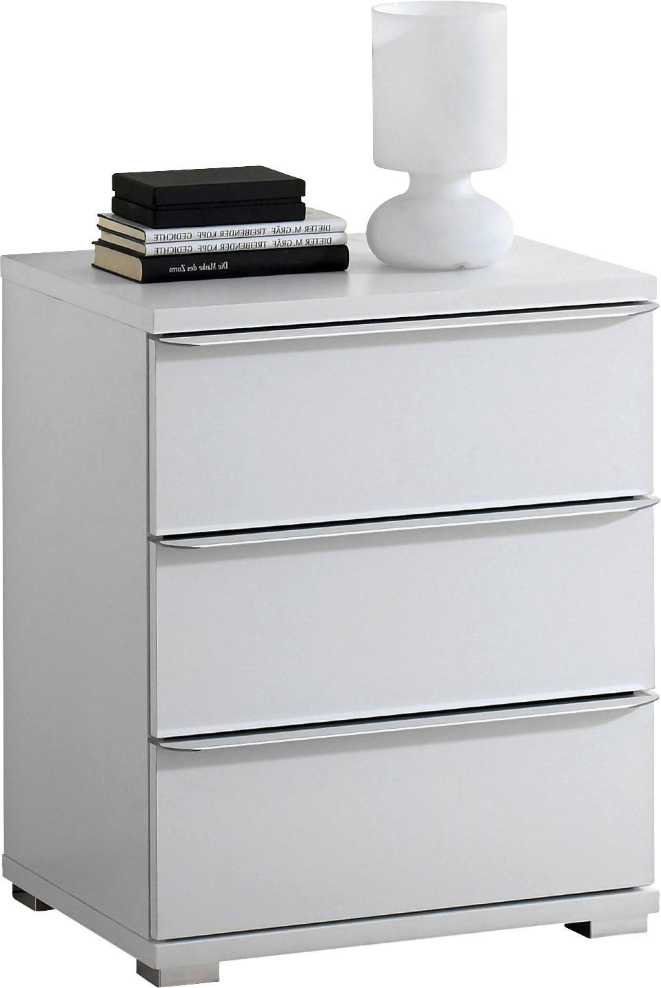 NACHTKÄSTCHEN 51/62/40 cm  in Weiß  - Chromfarben/Weiß, Design, Glas/Holzwerkstoff (51/62/40cm) - Moderano