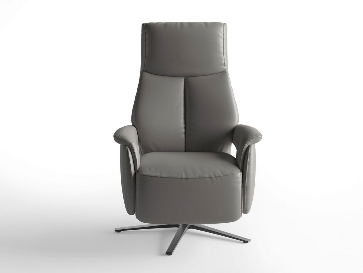RELAXSESSEL TV LAZY E XS1 Echtleder Kopfteilverstellung, Rücken echt    - Schwarz/Mokka, Basics, Leder/Metall (75/110/85cm) - Sit & More