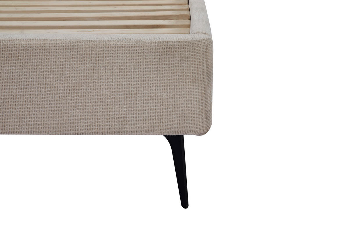 POLSTERBETT Lattenrost 140/200 cm  in Beige  - Beige/Schwarz, Design, Holz/Textil (140/200cm) - Boxxx