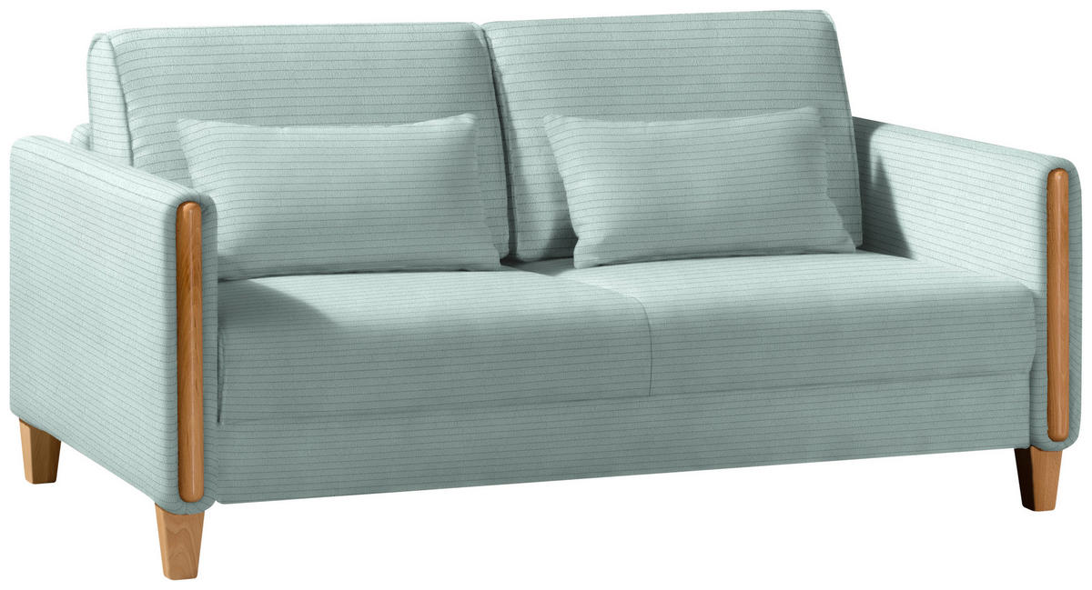 SCHLAFSOFA in Cord Hellblau, Buchefarben  - Buchefarben/Hellblau, Design, Holz/Textil (174/88/104cm) - Niels Andersson