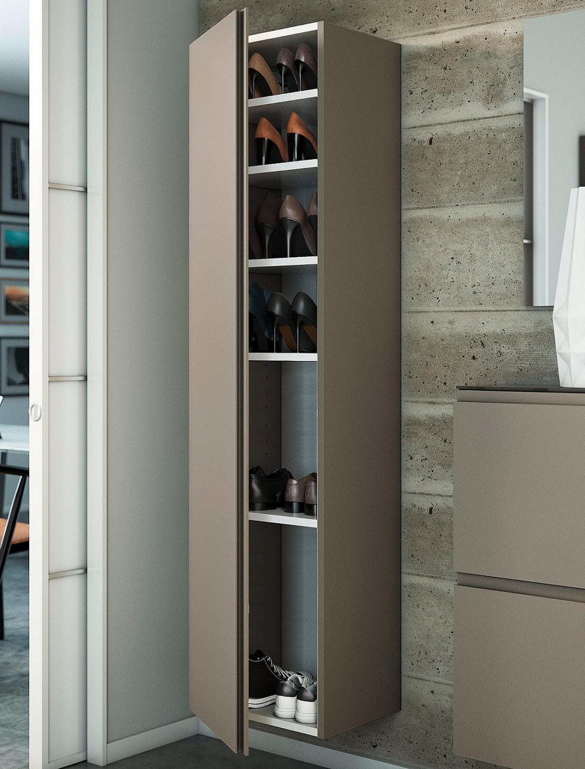 GARDEROBENSCHRANK Gardasee  in 40/165/33 cm  - Taupe, Design, Holzwerkstoff (40/165/33cm) - Moderano
