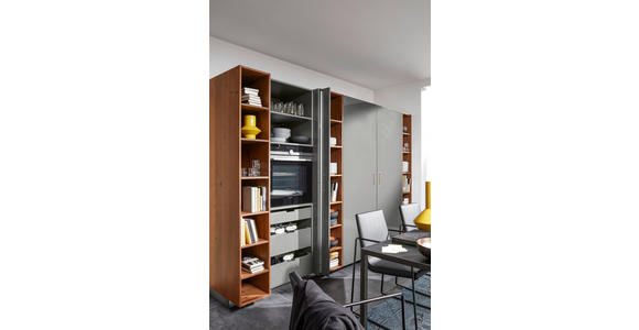 EINBAUKÜCHE - Nussbaumfarben/Grau, Design, Holzwerkstoff/Stein - Dieter Knoll