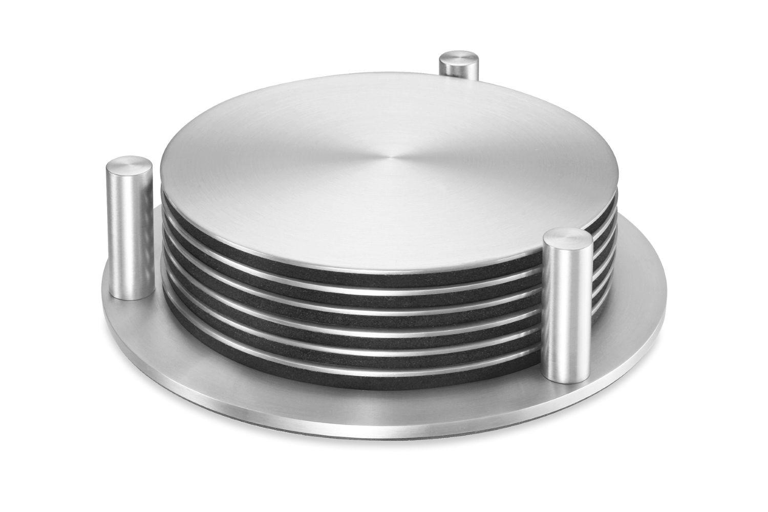 GLASUNTERSETZERSET Metall Edelstahlfarben 12,5 cm  - Edelstahlfarben, Basics, Metall (12,5cm) - Zack