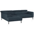 ECKSOFA in Webstoff Blau  205/280 cm  - Blau/Schwarz, Design, Textil/Metall (205/280cm) - Xora