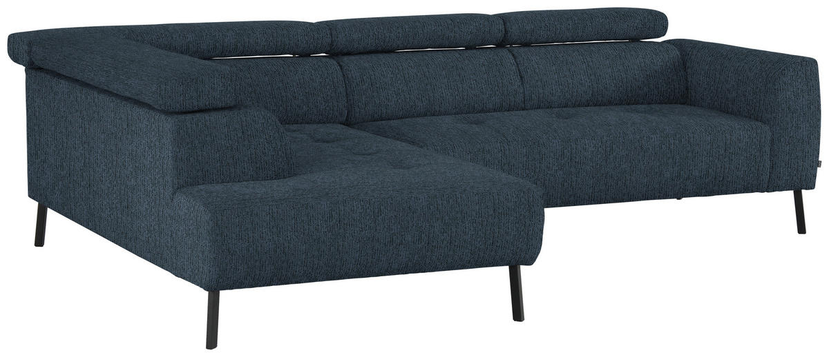 ECKSOFA in Webstoff Blau  205/280 cm  - Blau/Schwarz, Design, Textil/Metall (205/280cm) - Xora