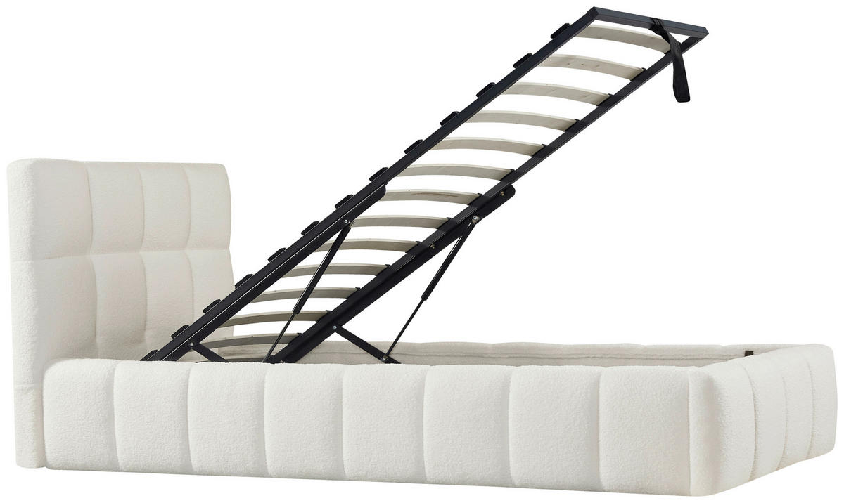 POLSTERBETT 90/200 cm  Creme  - Creme/Schwarz, Modern, Holz/Kunststoff (90/200cm) - Livetastic