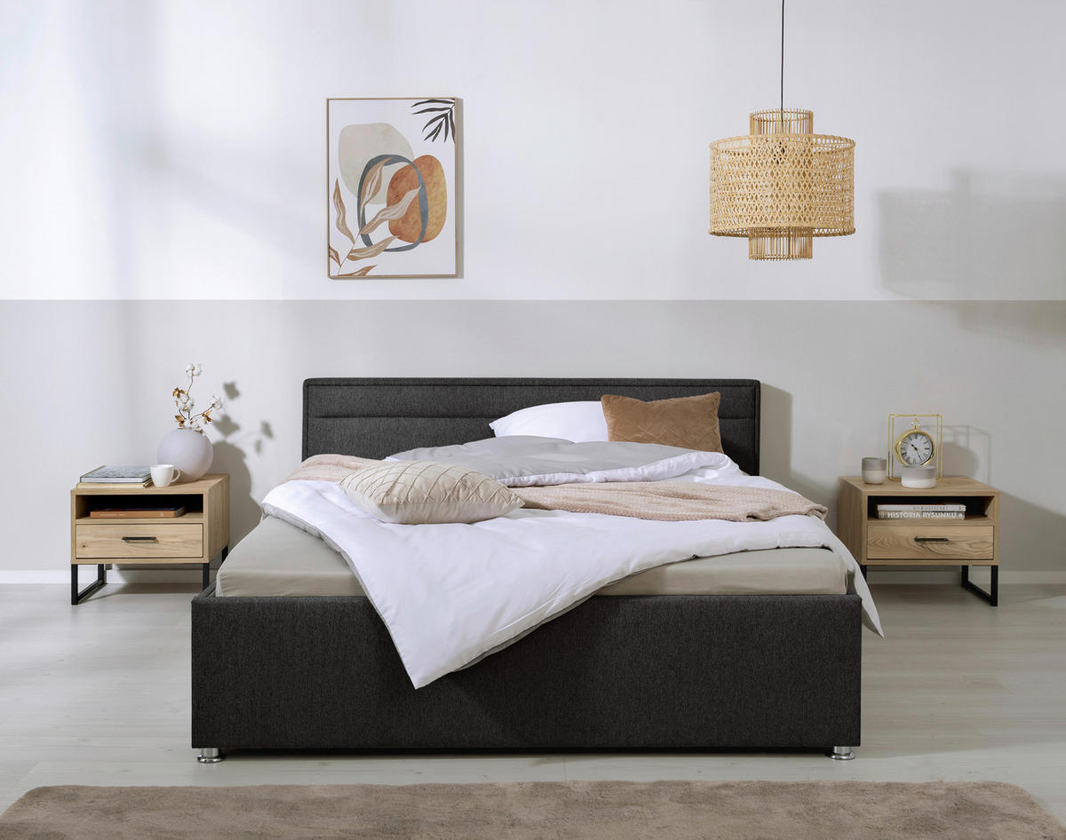 POLSTERBETT 160/200 cm, inkl. Lattenrost, Bettkasten,  in Anthrazit  - Anthrazit, MODERN, Holz/Kunststoff (160/200cm) - MID.YOU
