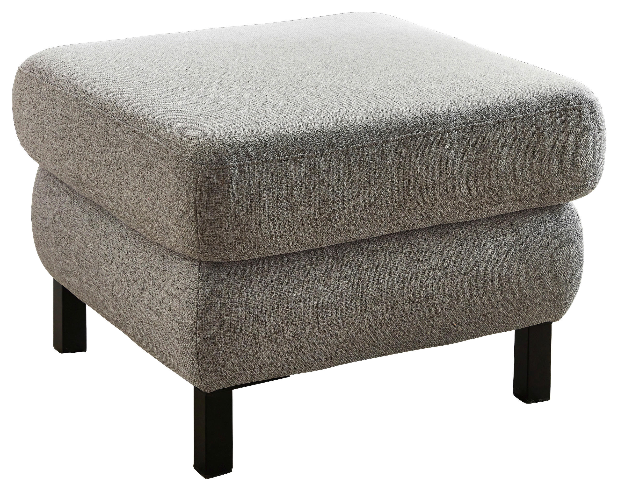 HOCKER Textil Hellgrau  - Hellgrau/Schwarz, Konventionell, Textil/Metall (69/47/69cm) - Pure Home Comfort