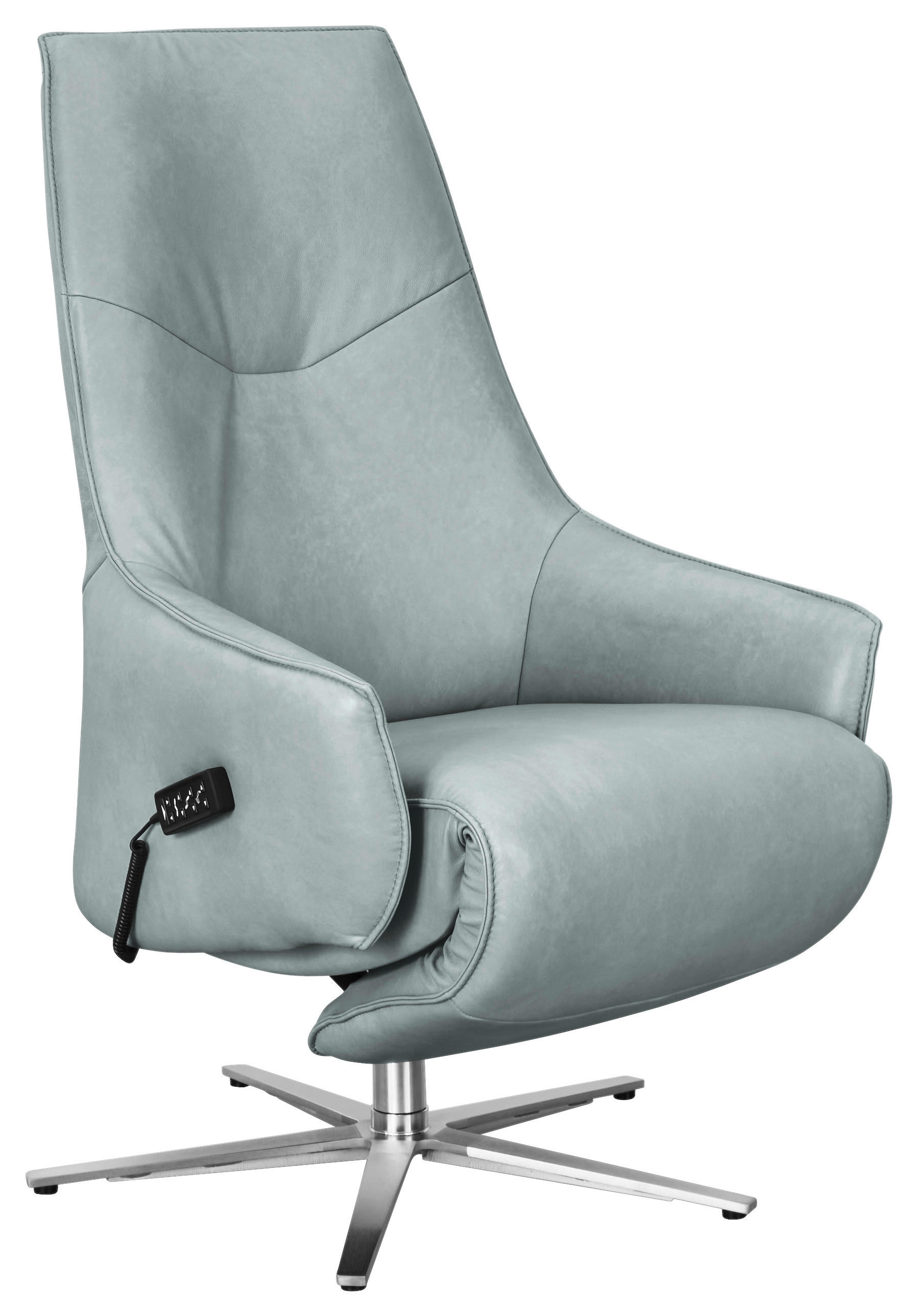 RELAXSESSEL in Leder Hellblau  - Edelstahlfarben/Hellblau, Design, Leder/Metall (70/120/88cm) - Himolla
