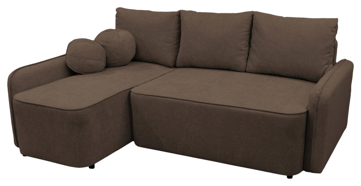 ECKSOFA Braun Struktur, Bouclé  - Schwarz/Braun, Design, Kunststoff/Textil (143/209cm) - MID.YOU