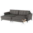 ECKSOFA in Flachgewebe, Leinenoptik Dunkelgrau  - Dunkelgrau/Schwarz, Design, Textil/Metall (170/242cm) - Xora