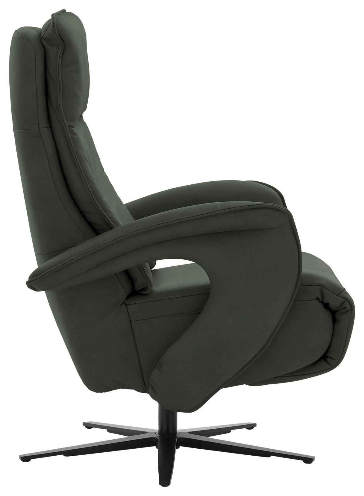 RELAXSESSEL in Leder Dunkelgrün  - Dunkelgrün/Schwarz, Design, Leder/Metall (77/110/87cm) - Valdera
