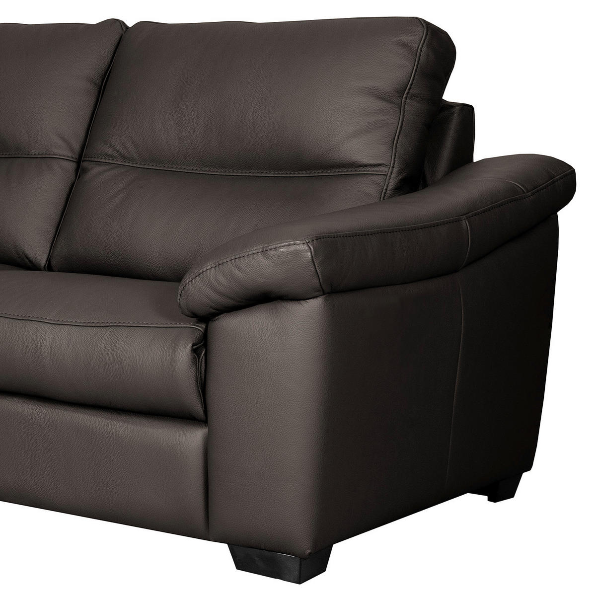 2-SITZER-SOFA  in Echtleder Braun   - Schwarz/Braun, Design, Leder/Holz (174/97/97cm) - Livetastic