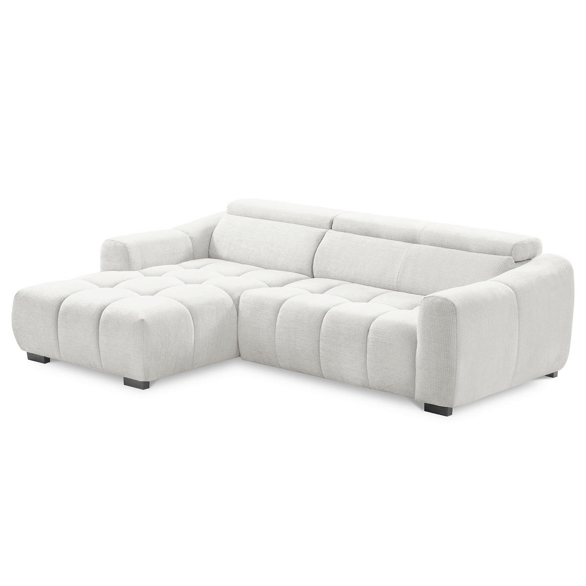 ECKSOFA  Webstoff Silberfarben  - Silberfarben/Schwarz, Design, Kunststoff/Textil (177/274cm) - Livetastic