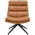 DESIGNSESSEL in Echtleder Cognac  - Cognac/Schwarz, Design, Leder/Metall (77/64,5/64,5cm) - Dieter Knoll