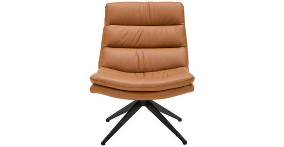 DESIGNSESSEL in Echtleder Cognac  - Cognac/Schwarz, Design, Leder/Metall (77/64,5/64,5cm) - Dieter Knoll
