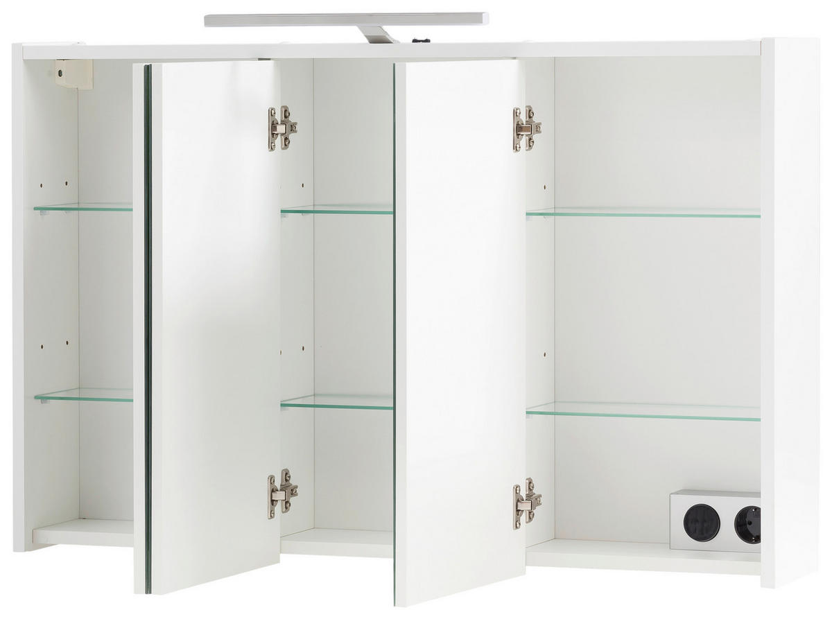 SPIEGELSCHRANK 93,5/60/16 cm  - Weiß Hochglanz/Weiß, MODERN, Glas/Holzwerkstoff (93,5/60/16cm) - MID.YOU