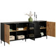 SIDEBOARD  in 205,8/81/38 cm  - Eiche Wotan/Schwarz, KONVENTIONELL, Glas/Holzwerkstoff (205,8/81/38cm) - Xora