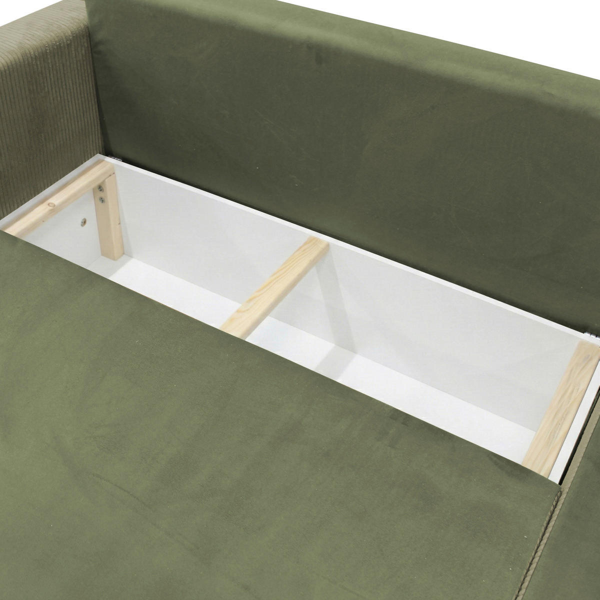 ECKSOFA STELLA Grün Plüsch Rückenkissen, Bettkasten  - Schwarz/Grün, Design, Kunststoff/Textil (234/166cm) - MID.YOU