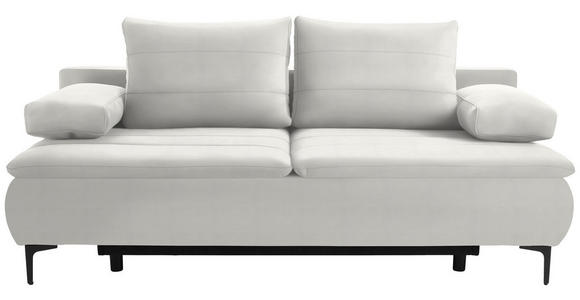 BOXSPRINGSOFA in Flachgewebe Weiß  - Schwarz/Weiß, KONVENTIONELL, Textil/Metall (204/93/100cm) - Novel