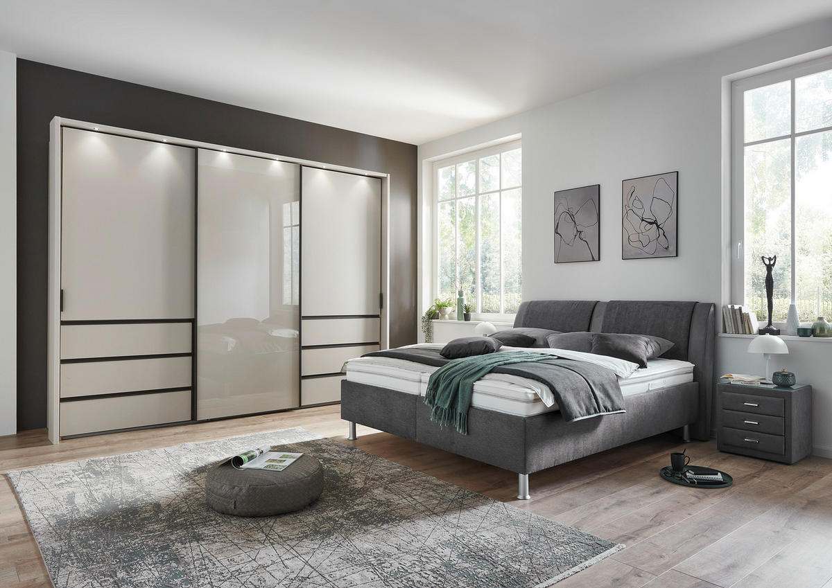 POLSTERBETT 180/200 cm  in Anthrazit, Grau  - Weiss/Anthrazit, Konventionell, Holz/Holzwerkstoff (180/200cm) - Beldomo - Sleep