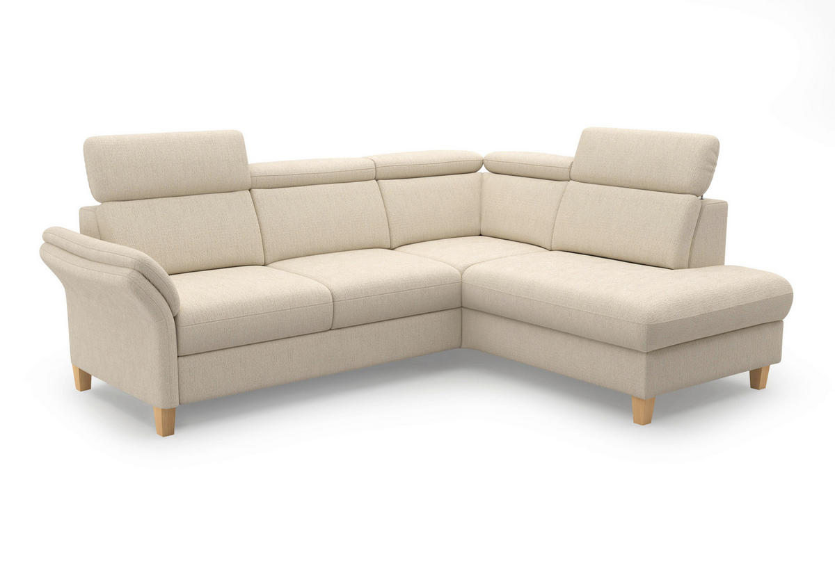 ECKSOFA GLENDALE E Sandfarben Chenille  - Sandfarben/Eichefarben, KONVENTIONELL, Holz/Textil (247/193cm) - Sit & More