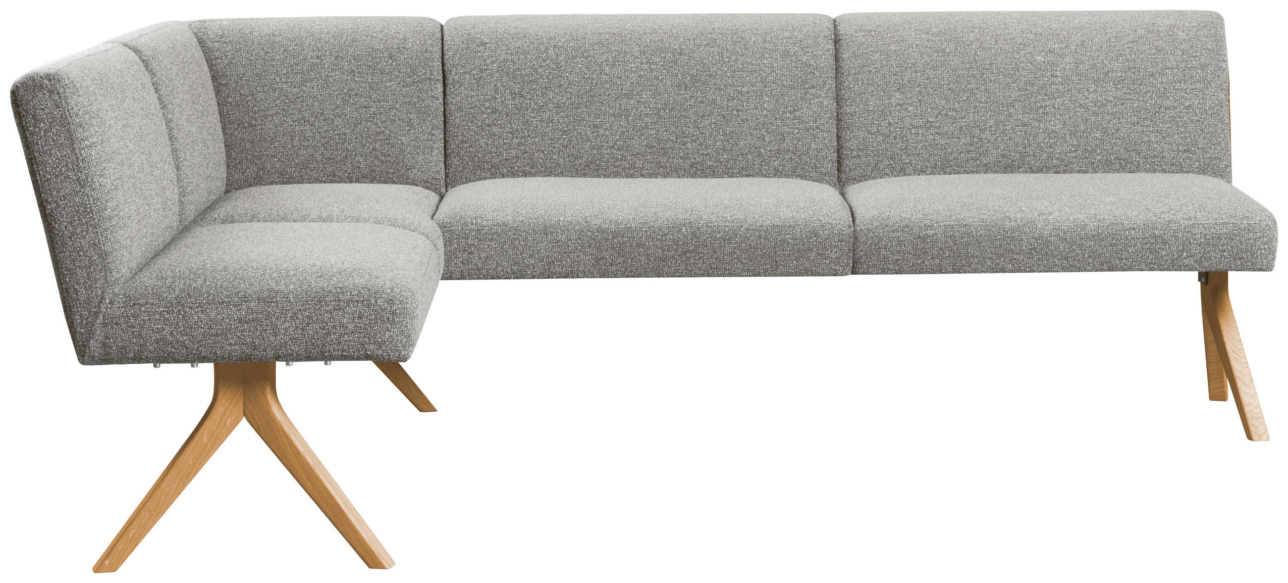 ECKBANK 172/218 cm Webstoff Hellgrau Eiche vollmassiv - Eichefarben/Hellgrau, KONVENTIONELL, Holz/Textil (172/218cm) - Linea Natura