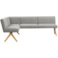 ECKBANK 172/218 cm Webstoff Hellgrau Eiche vollmassiv   - Eichefarben/Hellgrau, KONVENTIONELL, Holz/Textil (172/218cm) - Linea Natura