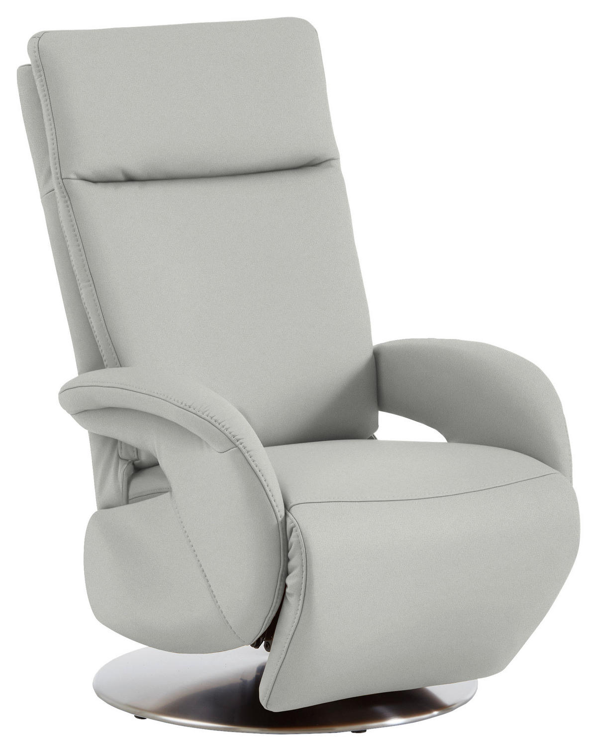 RELAXSESSEL in Leder Silberfarben  - Edelstahlfarben/Silberfarben, Design, Leder/Metall (70/108/80cm) - Cantus