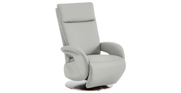 RELAXSESSEL in Leder Silberfarben  - Edelstahlfarben/Silberfarben, Design, Leder/Metall (70/108/80cm) - Cantus