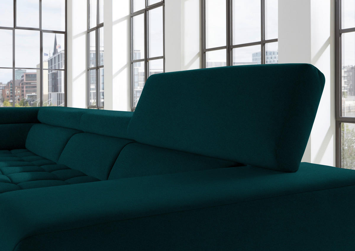 ECKSOFA in Mikrofaser Opal  326/222 cm  - Chromfarben/Opal, Design, Textil/Metall (326/222cm) - Beldomo Speed