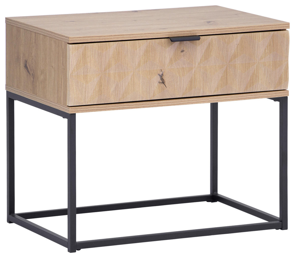 NACHTSCHRANK 59,5/52/38,5 cm  - Eichefarben/Schwarz, KONVENTIONELL, Holzwerkstoff/Metall (59,5/52/38,5cm) - Boxxx