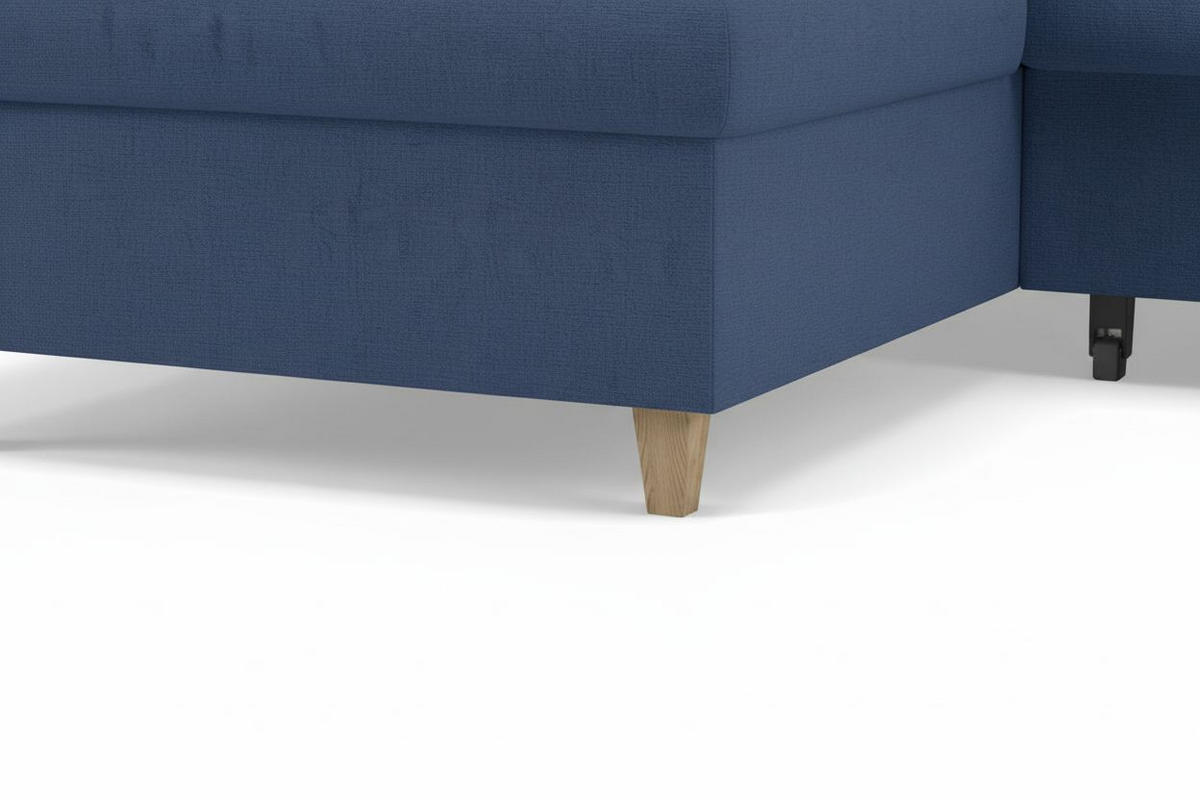 WOHNLANDSCHAFT NIKAS Blau Bouclé  - Blau/Buchefarben, Design, Holz/Textil (310/198/145cm) - MID.YOU